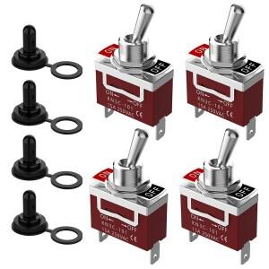 4Pcs 해양 방수 토글 스위치 12V DC 30A 헤비 듀티 250V AC 15A SPST 2 핀 ON Off (비바람에 견디는 부츠