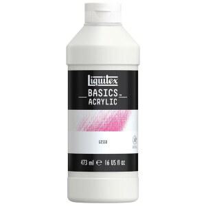 LIQUITEX 104016 BASICS 젯소 표면 준비 매체 16온스 | 무광 흰색 불투명 마감. 페인트에 이상적인 흡수력 강성 그리고 접착력을 만들어냅니다.