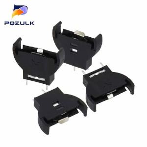 10PCS 검정색 플라스틱 CR2032 3V 반원형 셀 코인 배터리 소켓 홀더 케이스 모듈 박스 수직 인라인 핀
