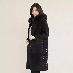 [NS홈쇼핑]애비뉴투지 엄마옷 솜사탕 라쿤 털 후드 가을 겨울 끈 롱 니트 코트 J10022...