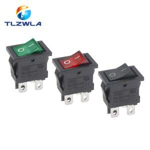 KCD1 LED 온 오프 4 핀 보트 카 로커 스위치  AC 블랙  레드  그린 라이트 21x15mm  6A  250V  10A  1 개