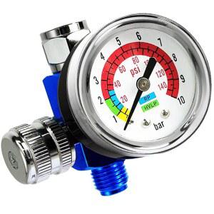 LE LEMATEC 페인트 스프레이 건 게이지가 포함된 공기압 조절기 1/4 NPT | 0-150 PSI 유량 제어 밸브 인라인 컴프레서 피팅 HVLP 및 공압 공구 타이어 공기 주입 자동차용