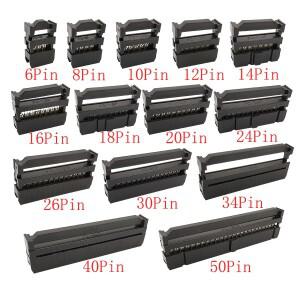 10Pcs FC 6P/8/10/12/14/16/18/20/24/26/30/34/40/50 핀 2.54mm 피치 암 IDC 소켓 커넥터 리본 케이블