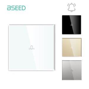 BSEED 터치 스크린 초인종 스위치 LED 백라이트 표시기 벽 유리 패널 도어 벨 86x86mm 홈 개선