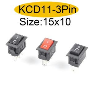 10피스 10X15mm 스냅인 푸시 버튼 스위치 3 핀 3A/250V 미니 소형 SPST KCD11 2/3 보트 로커 전원