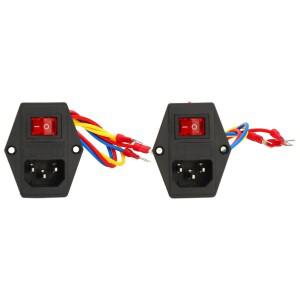 2PCS 남성 플매트 카펫 러그 전원 소켓(10A 퓨즈 포함) 6A 250V AC 로커 스위치 IEC320 C14 3D 프린터용 인