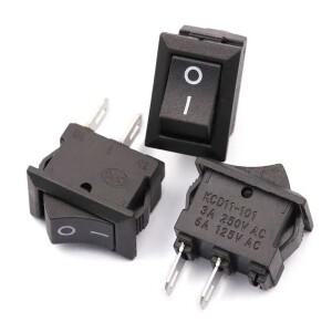 5/10Pcs 푸시 버튼 스위치 10x15mm SPST 2Pin 3A 250V KCD11 스냅인 on/Off 로커 10MM x 검정색 빨간색과