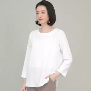 애비뉴투지 엄마옷 쉬폰 정장 기본 라운드 봄 가을 긴팔 블라우스 B02315