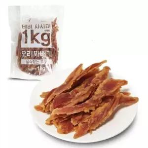 [무료배송] 대용량 강아지 간식 육포 사사미 오리꽈배기 1kg