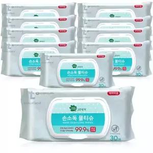 그린핑거 손소독 물티슈 캡형 30매x10팩 소독티슈