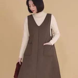 [NS홈쇼핑]애비뉴투지 엄마옷 브이 솜 패딩 겨울 조끼 주머니 롱 A라인 원피스 K12239...