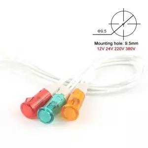 5Pcs 신호 램프 패널 장착 LED 표시기 380 220V 12V/24VDC 10mm MDX-11A 와이어 안내 빨간색 녹색 노란색