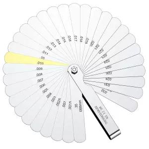 HDLNKAK 펠러 게이지 32날 직선형 스테인리스 스틸 두께 0.0015-0.035 0.04-0.88 mm 간극 폭 및 측정을