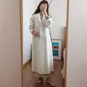 숏코트 여성 깔끔 겨울 더블카라 허리벨트 모직 롱 코트 3색