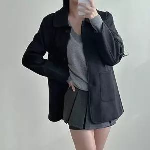 여성가을코트 심플 모직코트 누빔안감 둥근카라 3버튼 출퇴근 패션