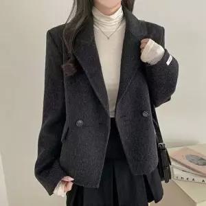 여성가을코트 더블버튼 모직코트 소매끝 택 직장인 스타일리쉬