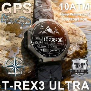 LED시계 TREX 3 울트라 밀리터리 GPS 스마트 10ATM 방수 나침반 워치 고도계 HD 스포츠 기압계 남성용 통화 AMOLED 스마트워치
