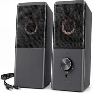 ROSON 데스크톱 PC용 볼륨 조절 및 헤드폰 잭 지원 컴퓨터 스피커 컴팩트 2.0채널 스테레오 노트북 6W