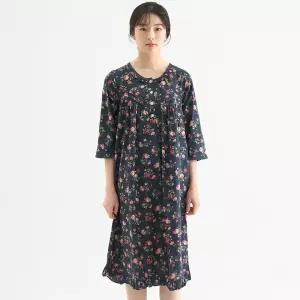 메이플라워 로즈네이비 7부 순면 여성 빅사이즈 원피스 잠옷