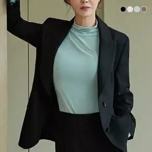[엘루아]실크블렌디드 하프넥 드레이핑 티블라우스