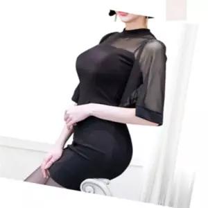 후니곳간 쉬폰 소매 여자 블랙 슬림원피스 하객룩원피스
