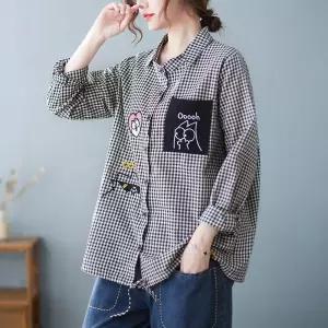 [나코디]여성체크남방 케릭터셔츠 빅사이즈여성의류/SH261