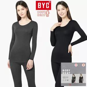 BYC 보디히트 여성 발열 내의 겨울 긴팔 보온 방한 여자 내복 세트 DBS1048