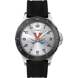 Timex Tribute 남성용 대학 게이머 42mm 시계 - 버지니아 캐벌리어스 블랙 실리콘 스트랩 포함, 캐벌리어스., 쿼츠