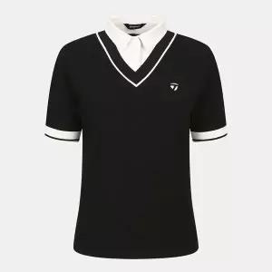 [테일러메이드] 26SS 여성 레이어드룩 카라 반팔 니트 BLACK TWSY66124-199