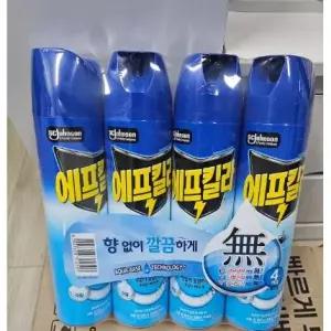 에프킬라 살충제 에어로졸 무향 수성 파리 모기 나방 퇴치제 뿌리는 모기약 600ml, 4개