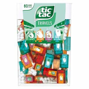 60개의 미니 박스민트 오렌지 스피어민트 복숭아 패션 프루트가 포함된 TIC TAC 박스 234g by