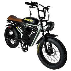 레트로 전기 자전거, 20인치 광폭 타이어, 48V 1000W 전동, 60KM 주행거리, 스노우 및 오프로드 듀얼 서스