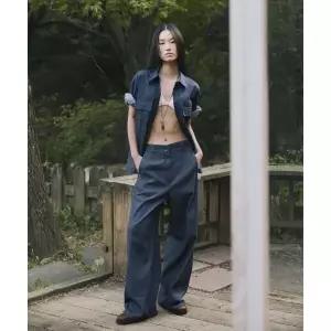 FROMWHERE POINT LINE COTTON DENIM PANTS D/BLUE 2396562