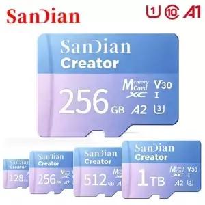 2026 고속 TF SD 카드 128GB V30 A2 메모리 1TB 최대 190Mb/s 4K 드론 GOPR용