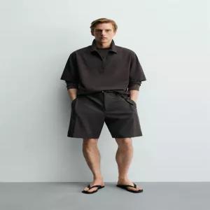 ZARA 테크니컬 지퍼 폴로셔츠 - 초콜렛 6861/692/717