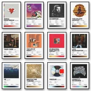 Kanye West 팝 랩퍼 음악 앨범 커버 캔버스 벽 아트 가수 포스터 프린팅 거실 카페 장식 현대 홈