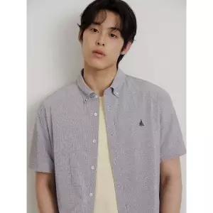 빈폴 26SS 30%OFF 시어서커 마이크로 깅엄 반소매 셔츠 브라운 BC6465C42D