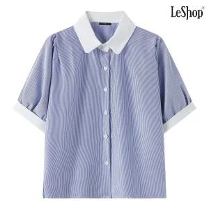 스트라이프 카라 퍼프 반팔 셔츠 DQ2BA021A 457398 르샵
