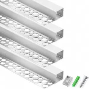 석고몰딩용 LED 채널 3.3피트/1미터 4팩 알루미늄 밀키 포함 트림리스 매입형 단면 프로파일 벽면 천장
