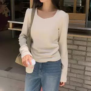 핫핑 [블라우스인듯/구김X] 센트니_긴팔ver 슬림베이직핏 하트넥 사이드셔링 팬던트 링클 블라우스티