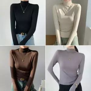 가을 겨울 여성 여자 반폴라 폴라티 목폴라 이너 긴팔 티셔츠 터틀넥 베이직 기본