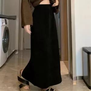기모 롱스커트 허리밴딩 겨울 롱치마 데일리코디 하객원피스 하객룩 데일리스커트 캐주얼스커트 데일리룩