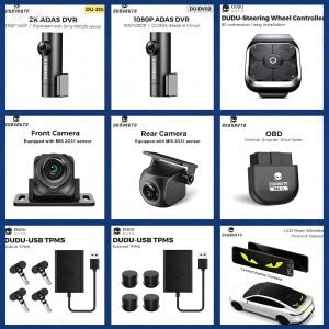 DUDUAUTO DUDU OS 자동차 액세서리 2K 차량용 DVR ADAS, 전후방 카메라, 내장/외부 TPMS, OBD BT 스티어링