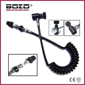 HPA 코일 원격 호스 두꺼운 라인 마이크로보어, 슬라이드 체크,  연결 해제 및 3000psi 게이지 포함, 2.5m/