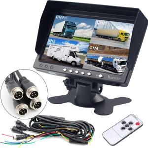 7인치 TFT LCD 모니터 800X480 4채널 쿼드 분할 화면 4핀 항공 비디오 입력 차량용 후방 카메라