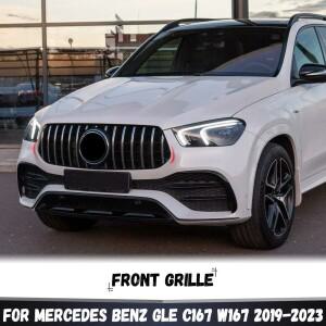 메르세데스 벤츠 GLE C167 쿠페 2019-2023 GLE300 350 400 450용 프론트 그리드 그릴 GT 스타일 범퍼 튜닝