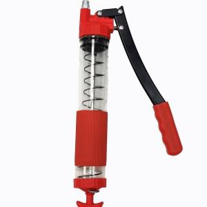 고압 투명형 헤비듀티 12000PSI 핸드 그리스건 피스톨 그립 600cc 금속 연장부 포함 윤활유 주입기