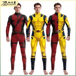 슈퍼 영웅 hommes Deadpool 울버린 코스프레 의상 Hallloween combinaison Performance fete Zentai body