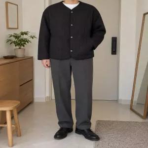 리라 남성 빅사이즈 후리스 안감 누빔 퀼팅 자켓 블랙