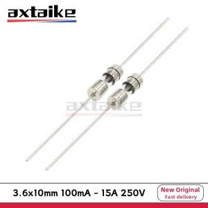 20PCS 3.6*10mm FUES 250V T / F F100mA 0.1A 시간 지연 고속 작동 퓨즈 리드 와이어